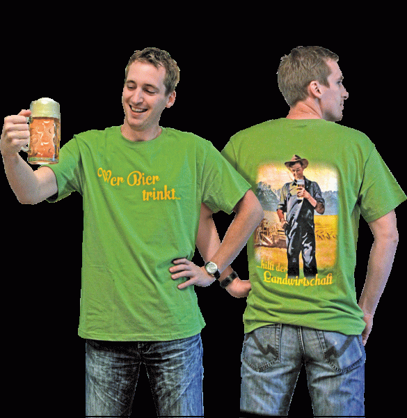 T-Shirt "Wer Bier trinkt hilft der Landwirtschaft" grün, Gr. 2XL