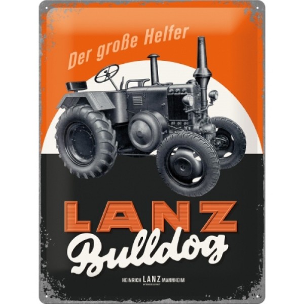Blechschild Lanz Bulldog "Der große Helfer",  30x40cm