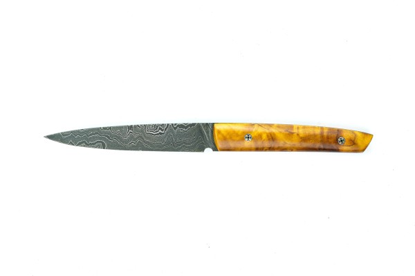 Damast-Gourmetmesser "Steen", Holzgriff Tropfenhonig