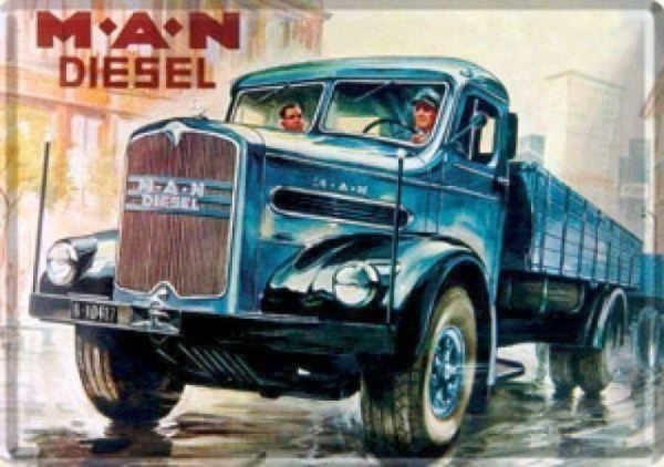 Blechpostkarte "M.A.N. Diesel LKW"